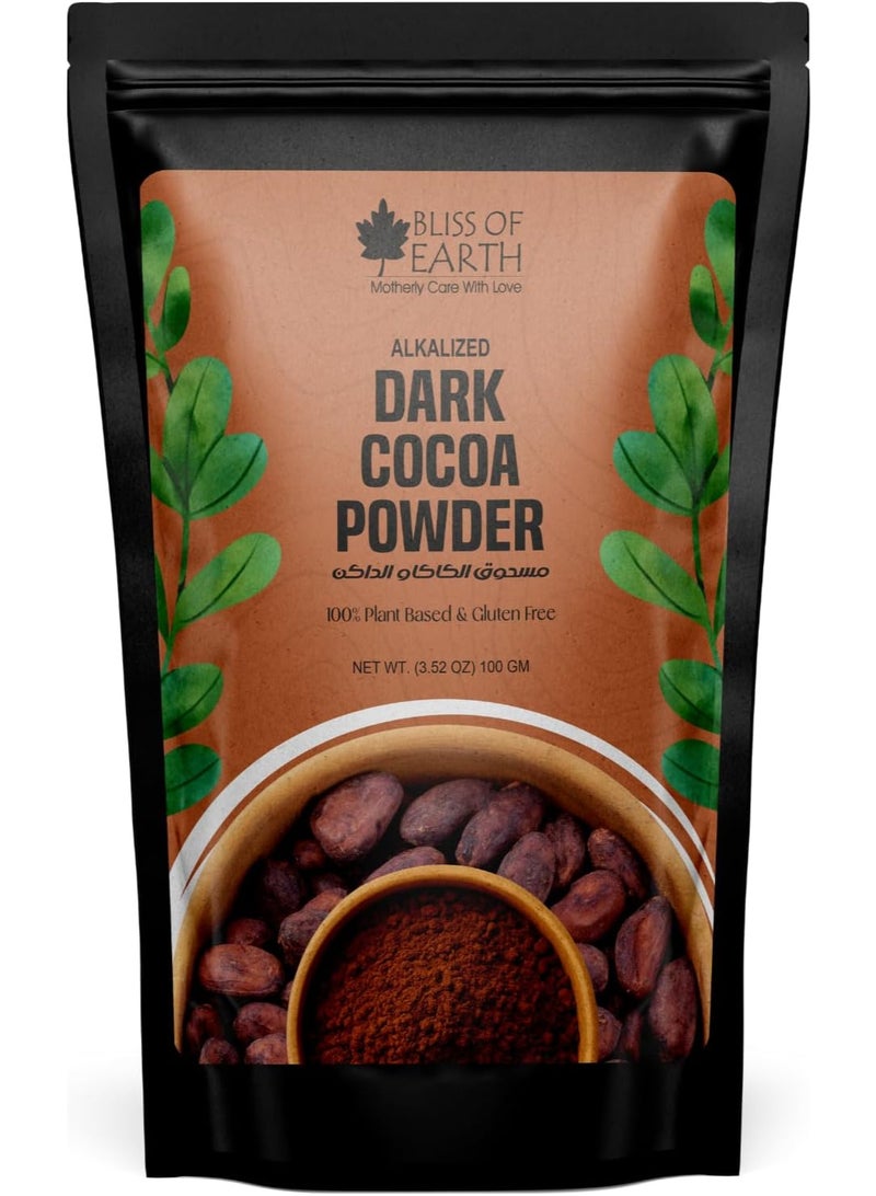 Bliss of Earth Dark Cocoa Powder 100g | Alkalized Unsweetened Cocoa Powder | Pure Baking Cocoa for Cakes, Brownies & Hot Chocolate | Vegan & Keto Friendly - Image 1